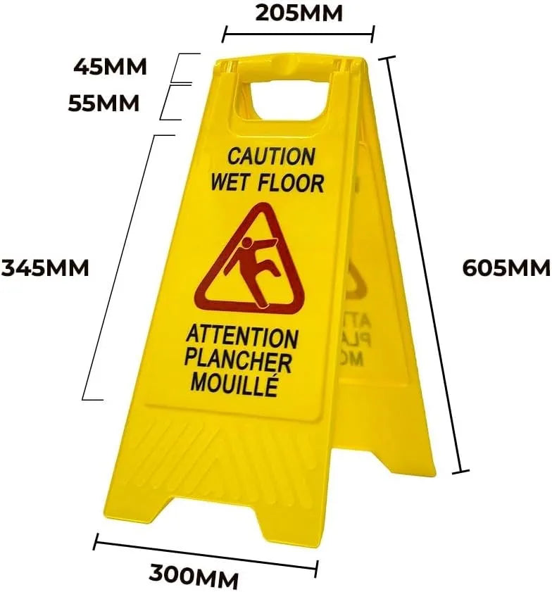 Caution Plastic Wet Floor Bilingual Sign