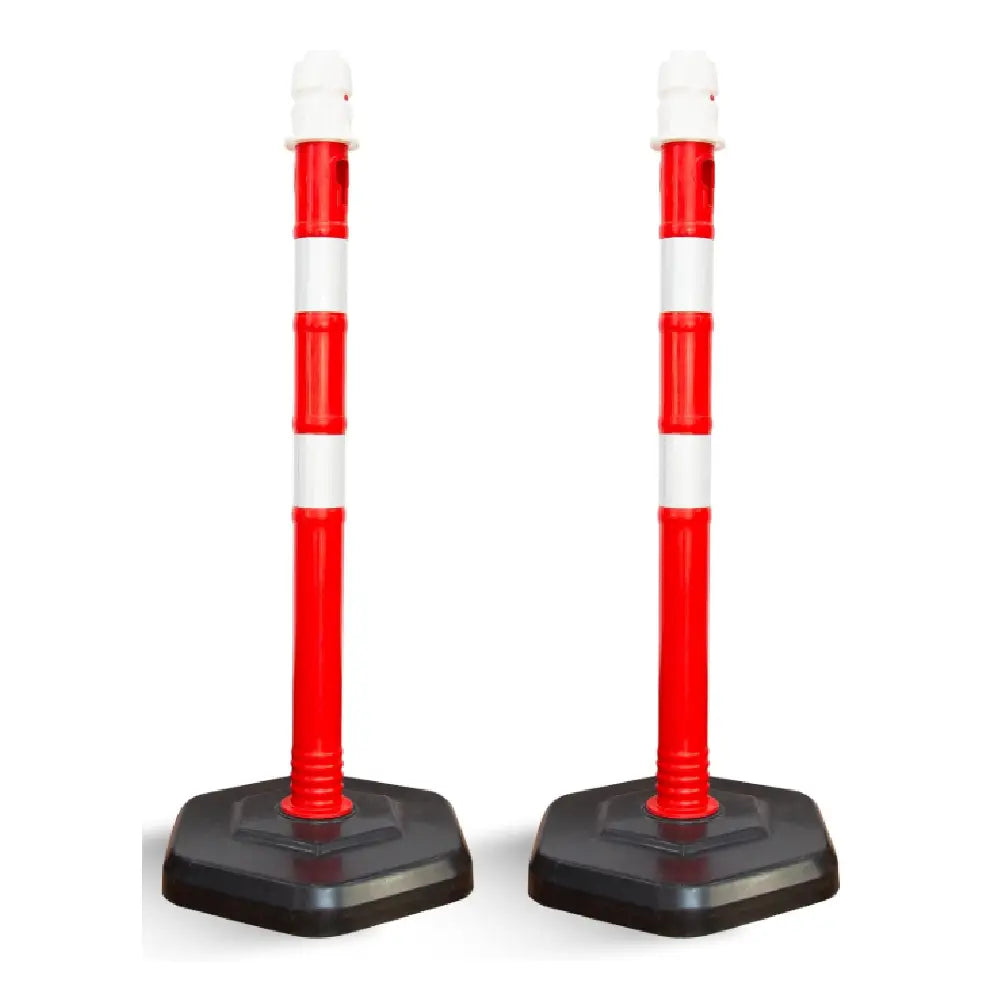 Reflective Channelizer Post - Red | PPC Delineator Post with PP Weighted Base | Flexible Demountable Handle