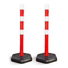 Reflective Channelizer Post - Red | PPC Delineator Post with PP Weighted Base | Flexible Demountable Handle