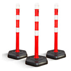 Reflective Channelizer Post - Red | PPC Delineator Post with PP Weighted Base | Flexible Demountable Handle