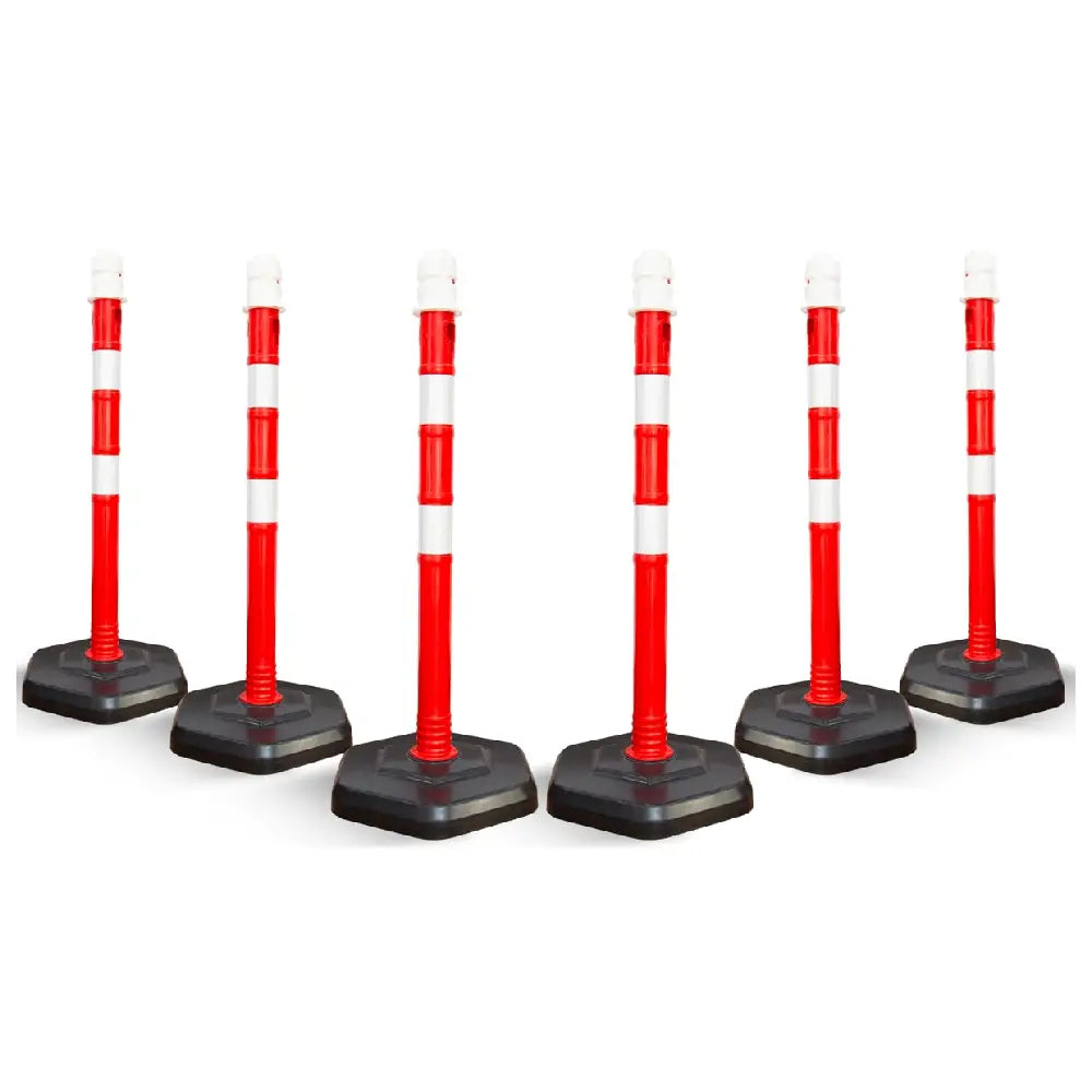 Reflective Channelizer Post - Red | PPC Delineator Post with PP Weighted Base | Flexible Demountable Handle