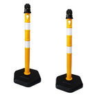 Reflective Channelizer Post - Yellow | PPC Delineator Post with PP Weighted Base | Flexible Demountable Handle