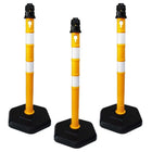 Reflective Channelizer Post - Yellow | PPC Delineator Post with PP Weighted Base | Flexible Demountable Handle