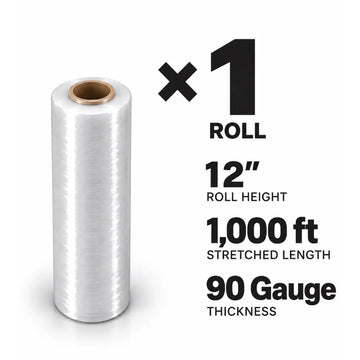 Stretch Film - 90 gauge, 12" x 1,000'