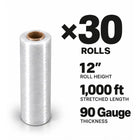 Pellicule étirable pour palettes 12 po x 1000 pi (calibre 90), fabriquée aux Émirats arabes unis