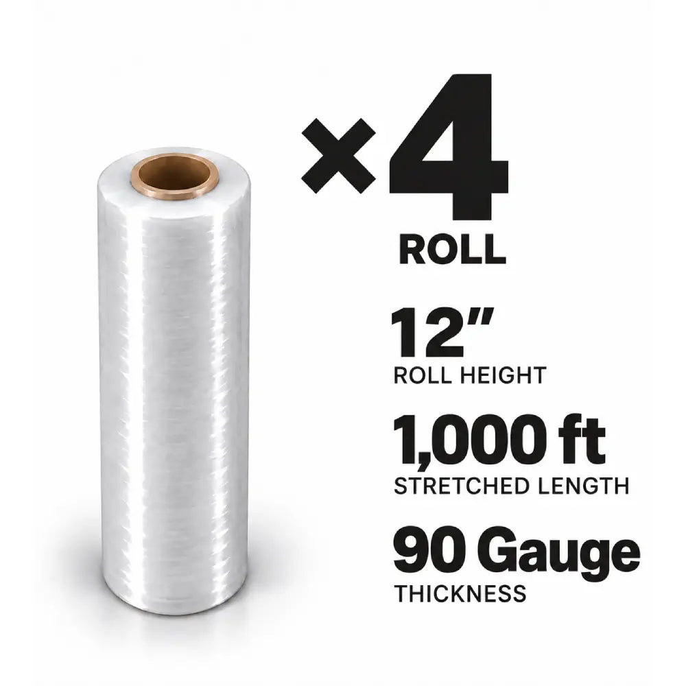 Pellicule étirable pour palettes 12 po x 1000 pi (calibre 90), fabriquée aux Émirats arabes unis