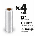 Pellicule étirable pour palettes 12 po x 1000 pi (calibre 90), fabriquée aux Émirats arabes unis