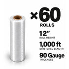 Pellicule étirable pour palettes 12 po x 1000 pi (calibre 90), fabriquée aux Émirats arabes unis