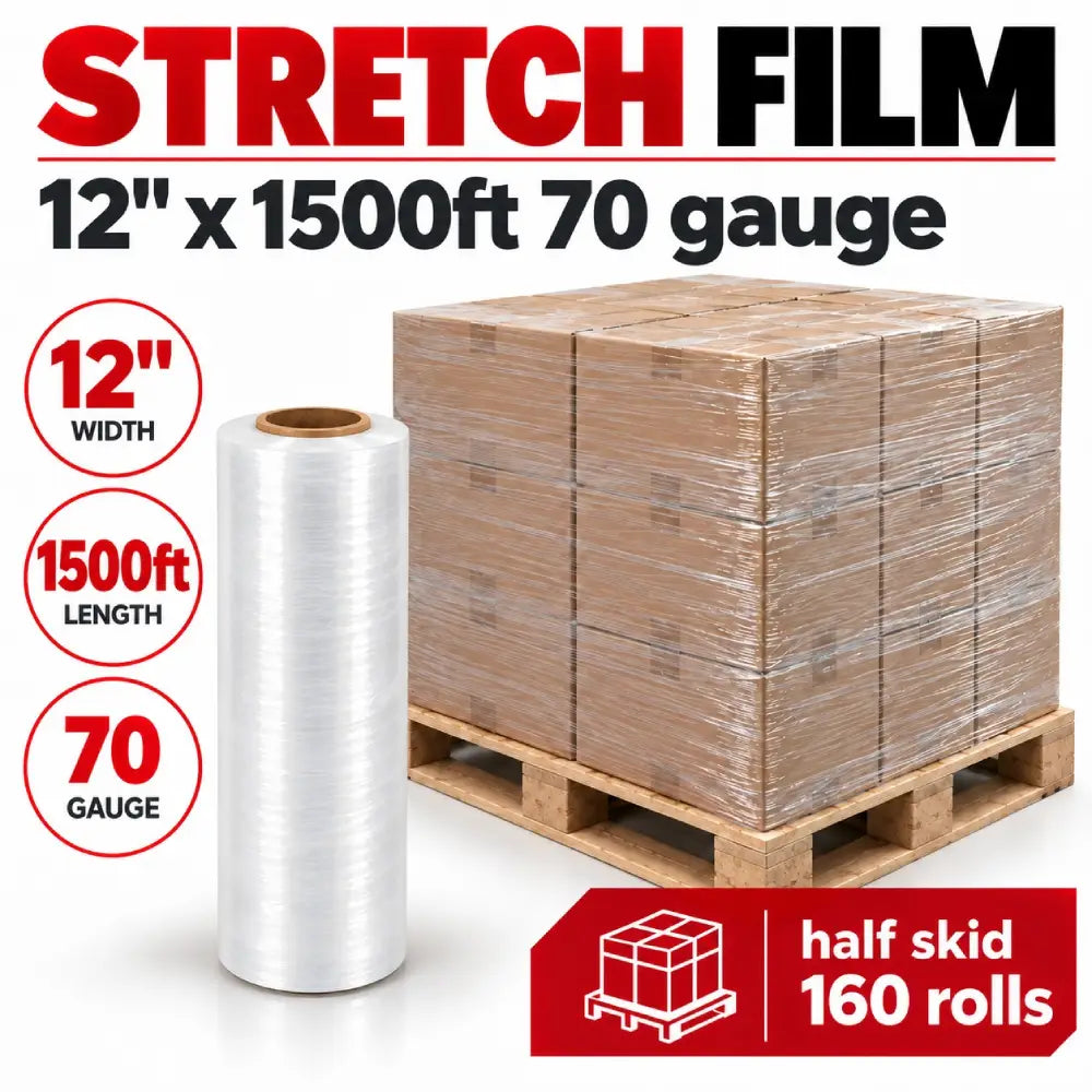 Stretch Wrap 12" x 1500ft 70G Delivered