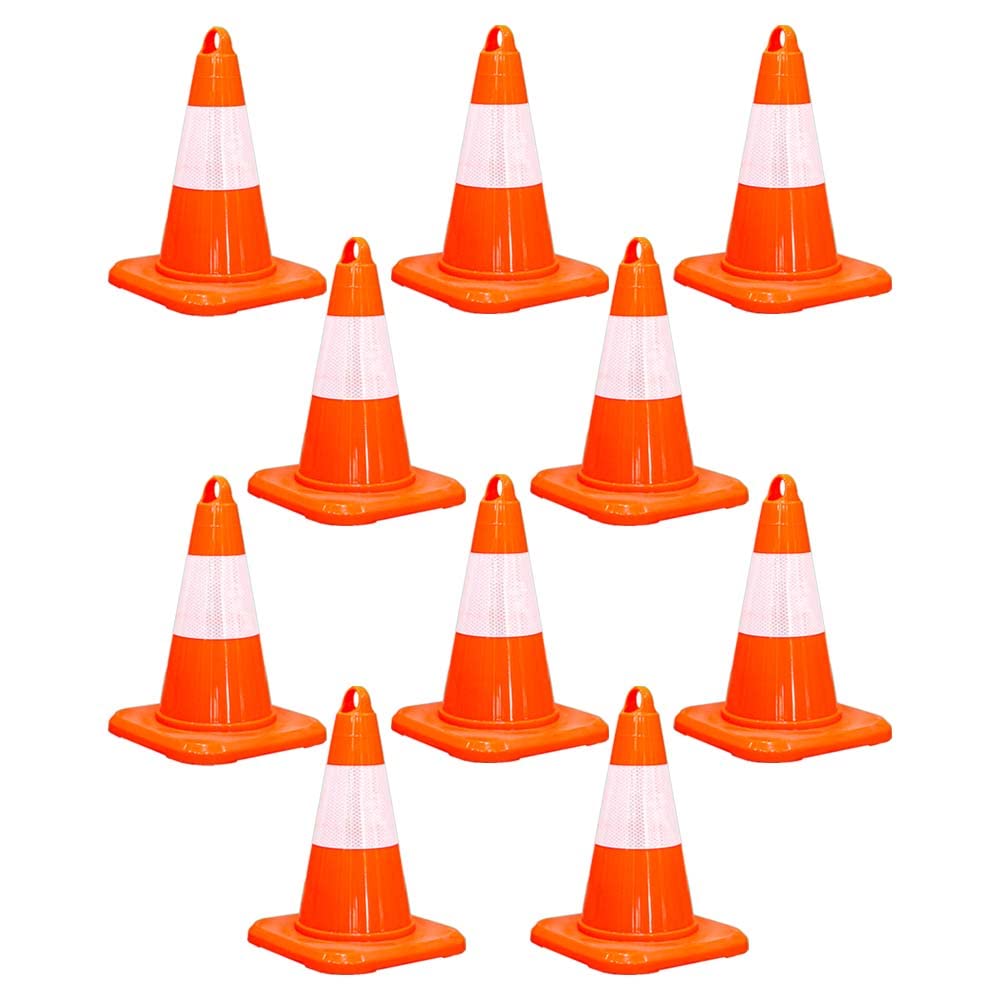 Cône de sécurité routière en PVC avec bande réfléchissante | Cône de signalisation de 13 po — Orange