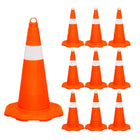 Cône de signalisation en PVC avec bande réfléchissante | Cône de sécurité routière de 20 po — Orange