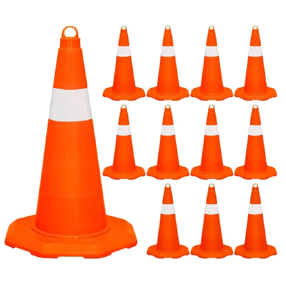 Cône de signalisation en PVC avec bande réfléchissante | Cône de sécurité routière de 20 po — Orange