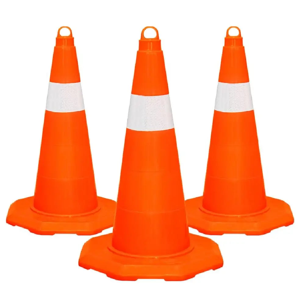 Cône de signalisation en PVC avec bande réfléchissante | Cône de sécurité routière de 20 po — Orange