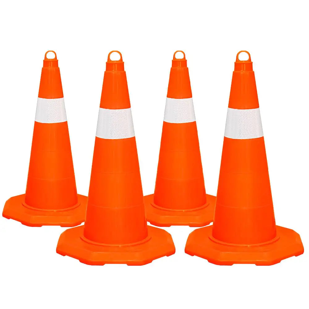 Cône de signalisation en PVC avec bande réfléchissante | Cône de sécurité routière de 20 po — Orange