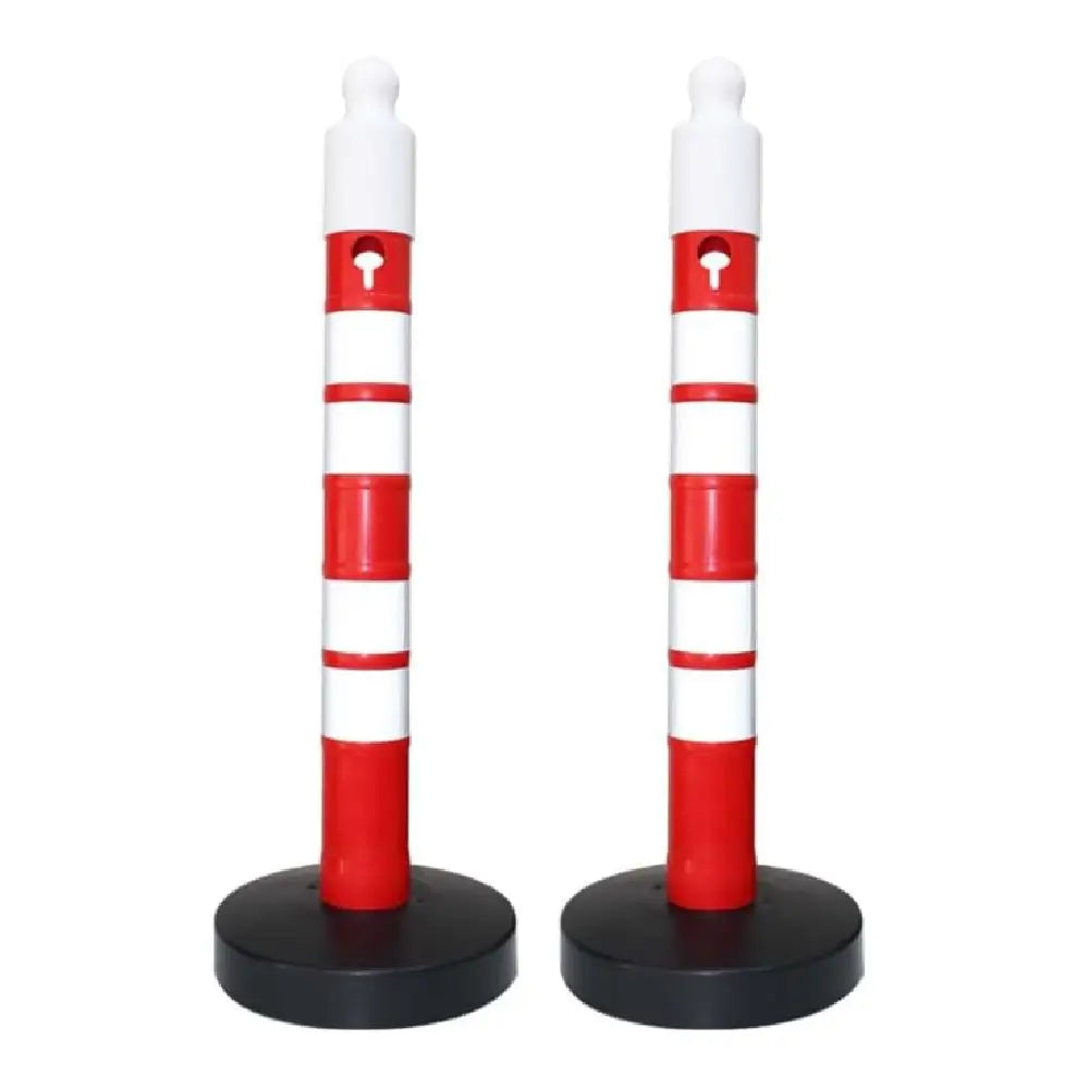 Poteau de signalisation réfléchissant rouge | Base remplie de sable | Poteau délinéateur