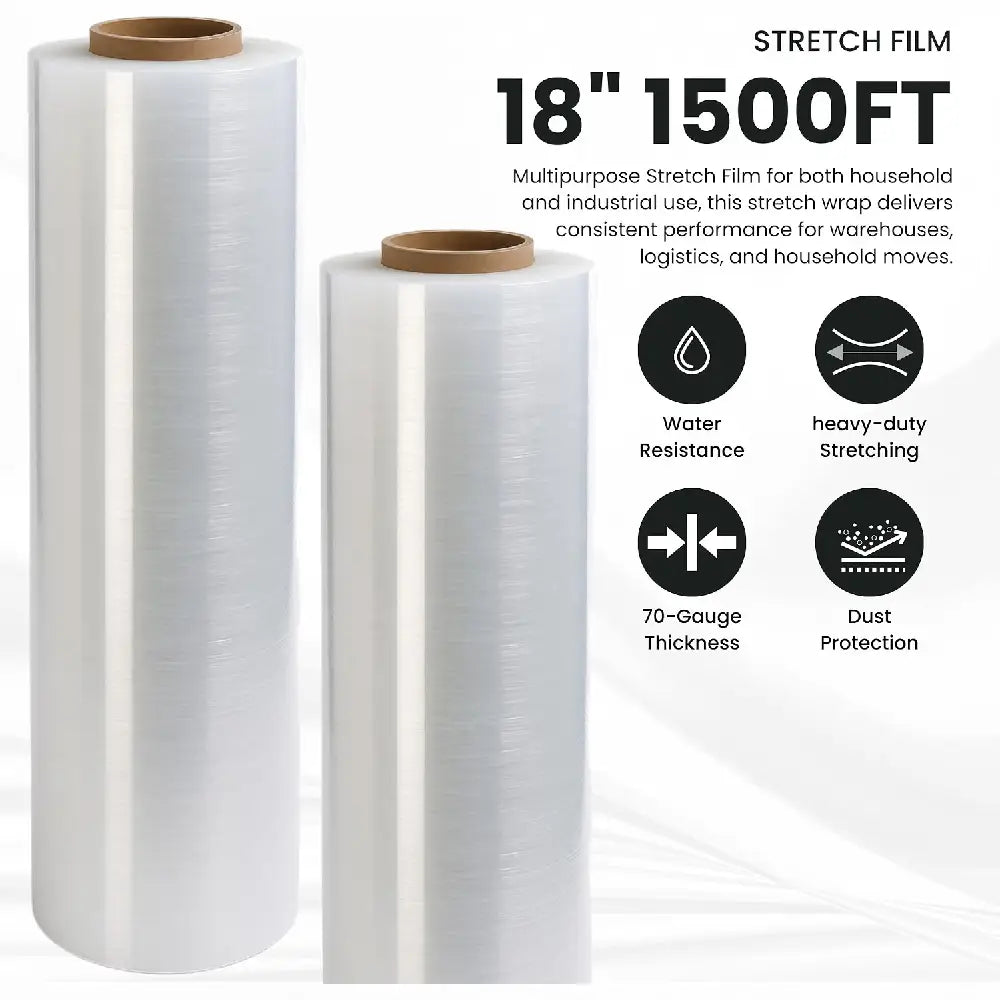 Stretch Film Wrap 18" x 1500 ft 70 Gauge