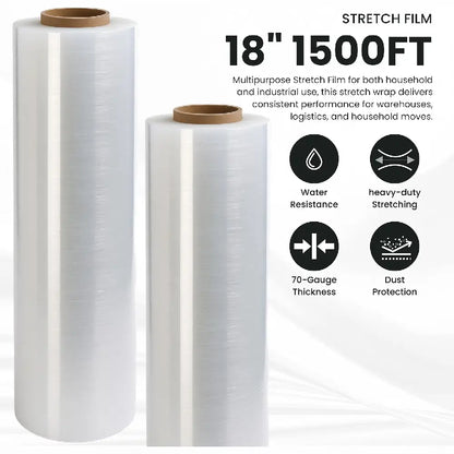 Stretch Film Wrap 18" x 1500 ft 70 Gauge