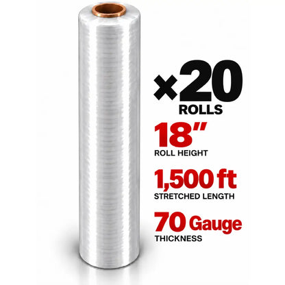 Stretch Film Wrap 18" x 1500 ft 70 Gauge
