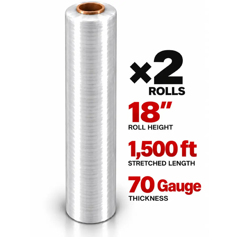 Stretch Film Wrap 18" x 1500 ft 70 Gauge