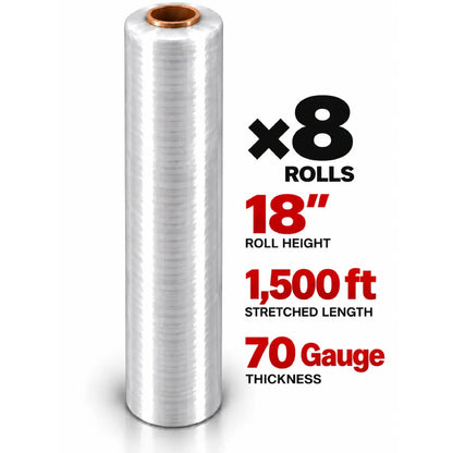 Stretch Film Wrap 18" x 1500 ft 70 Gauge