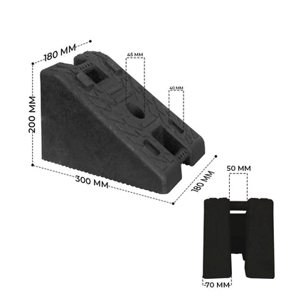 rubber wheel chock measurment