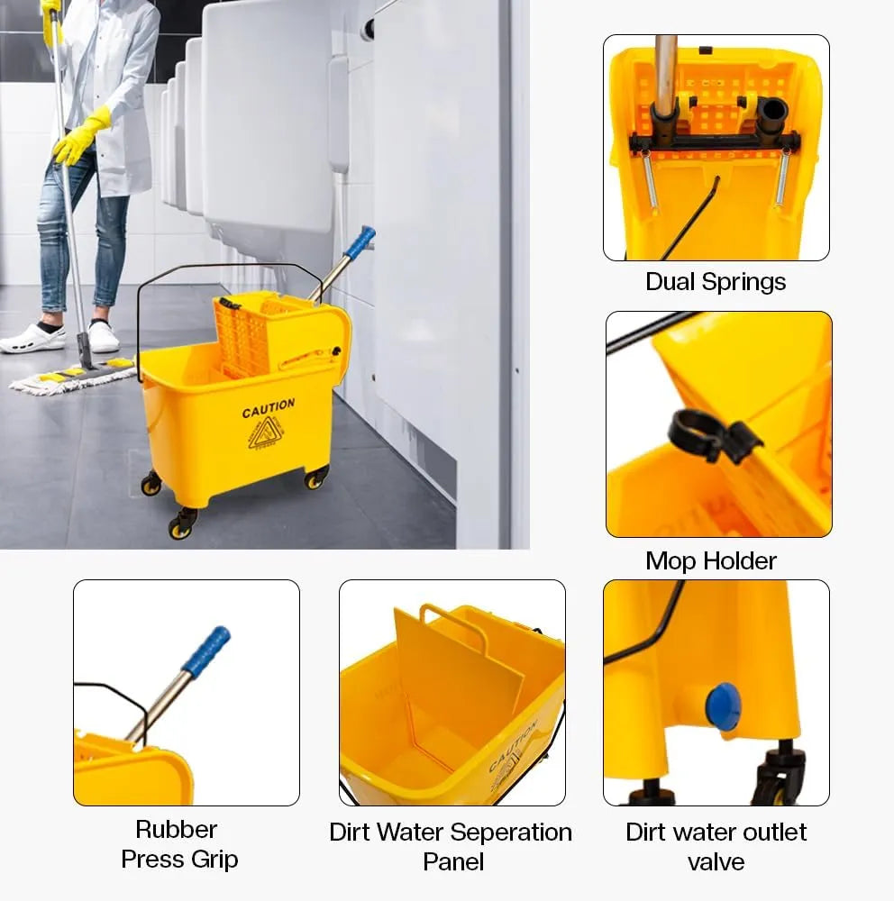 Cleaning Cart on Wheels With Water Separate panel