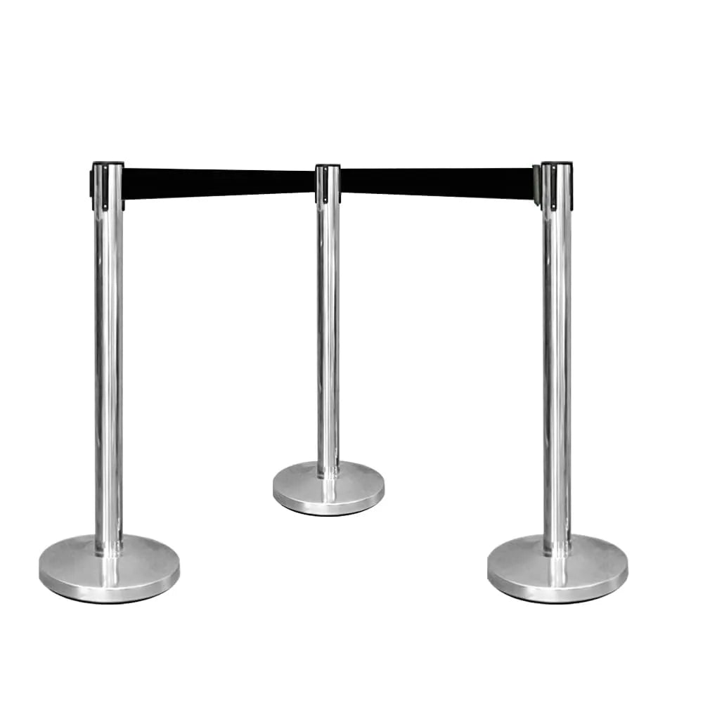 3pcs Black Stanchion Post Barrier