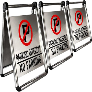 Panneau « Stationnement interdit » en acier inoxydable — Bilingue