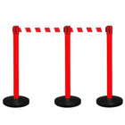 3pcs Red Retractable Belt Barrier Post
