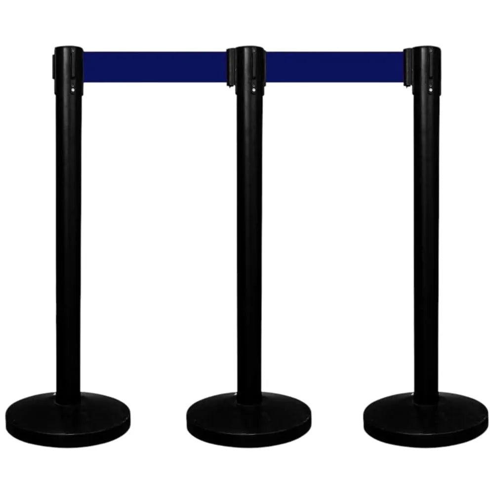 3pcs Retractable Barrier Blue Belt