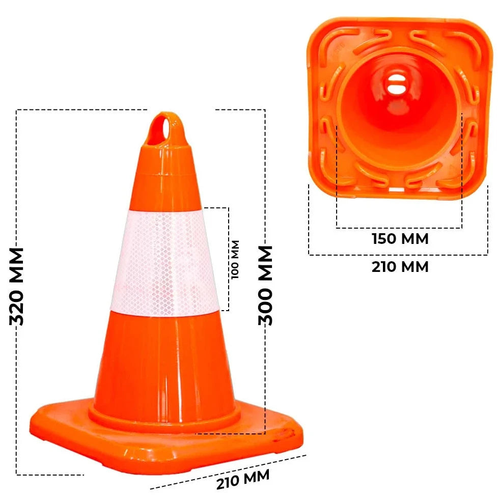 2Pcs 12.7 Inch PVC Traffic Cone with Reflective Collar