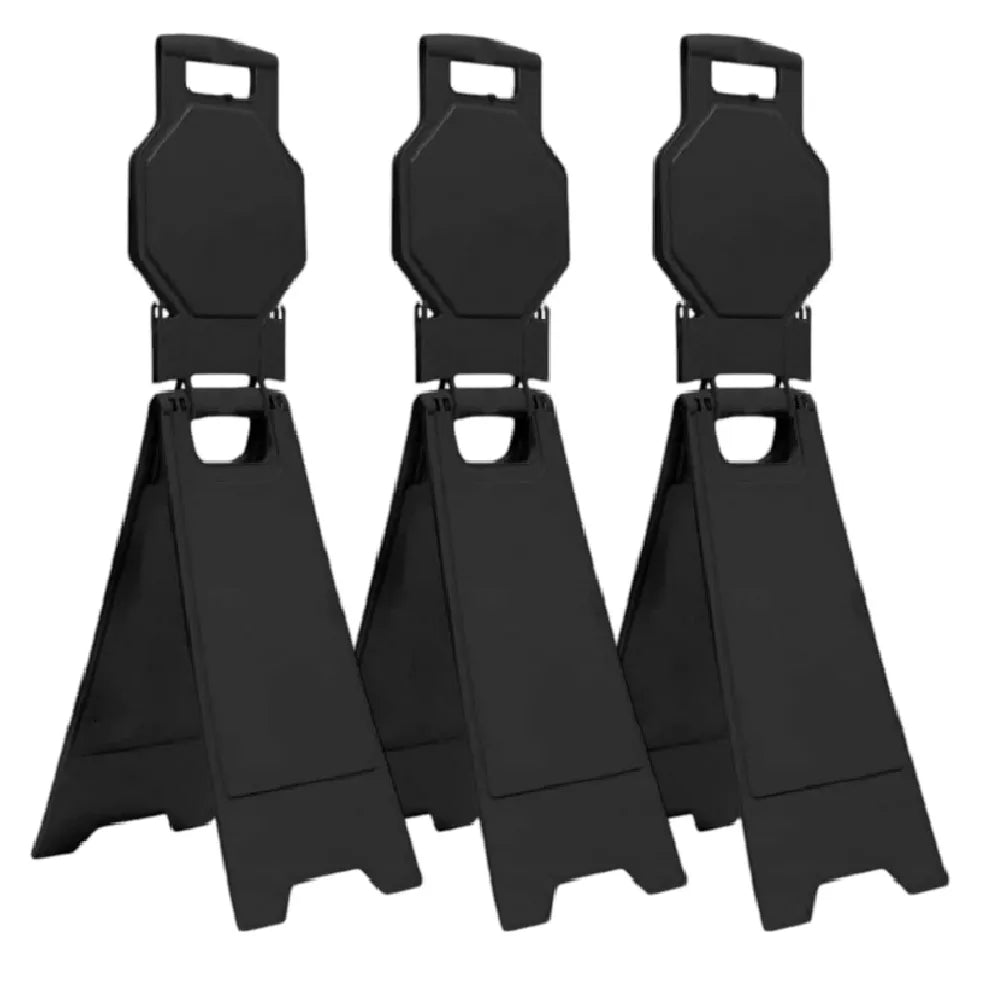 3pcs Floor Standing Warning Sign Black
