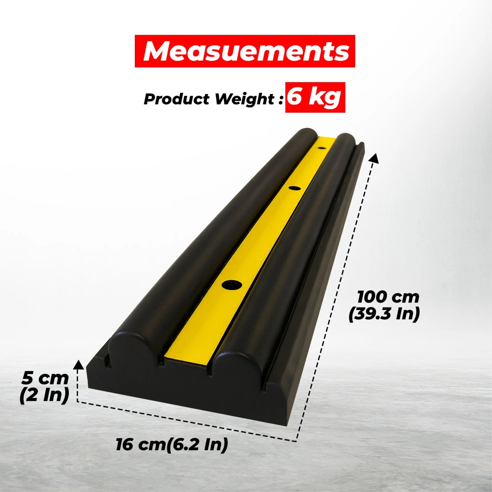 Black and yellow wall bump with measurements 