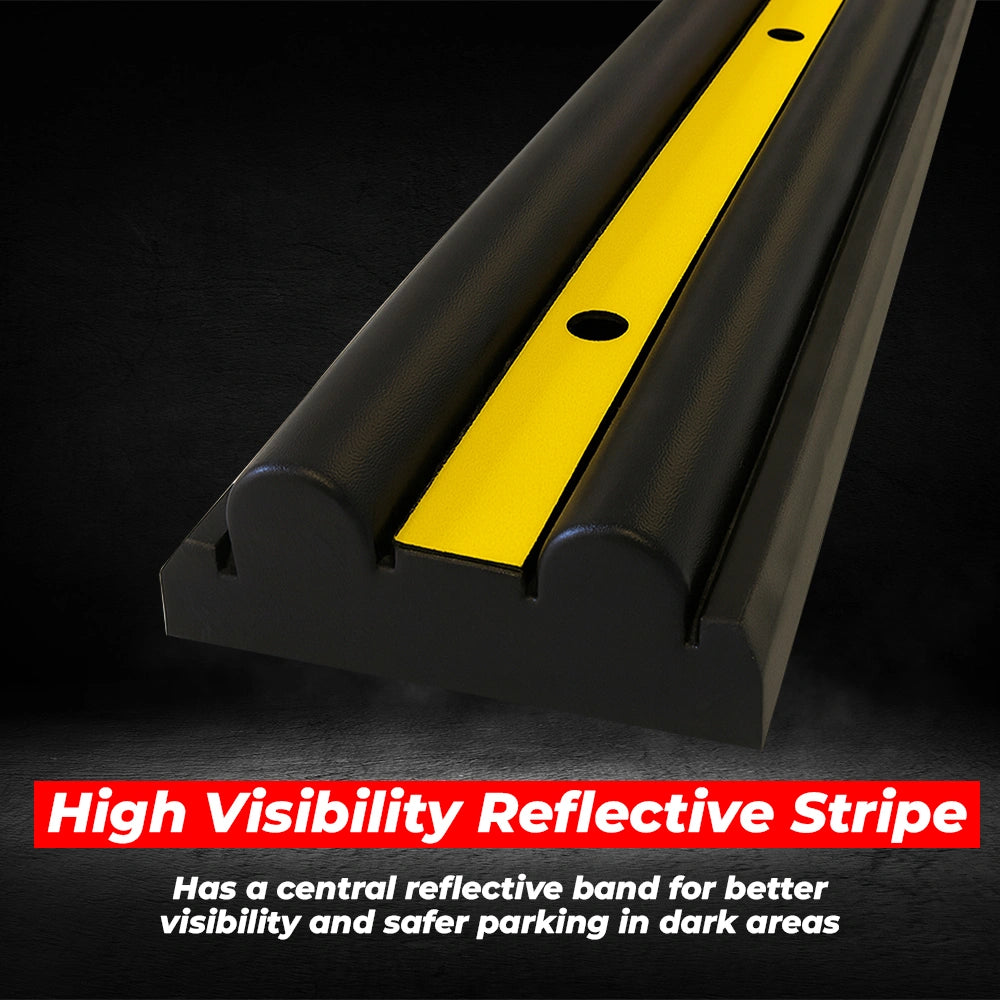 Black and yellow speed bump with high visibility reflective stripe 