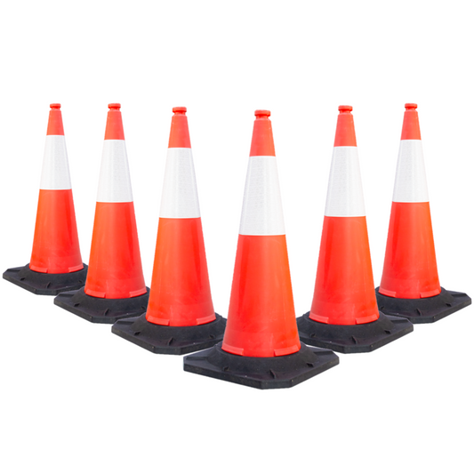 100 CM Road Safety Traffic Cone | 40 Inches Reflective Road Cone - 6Pcs Set