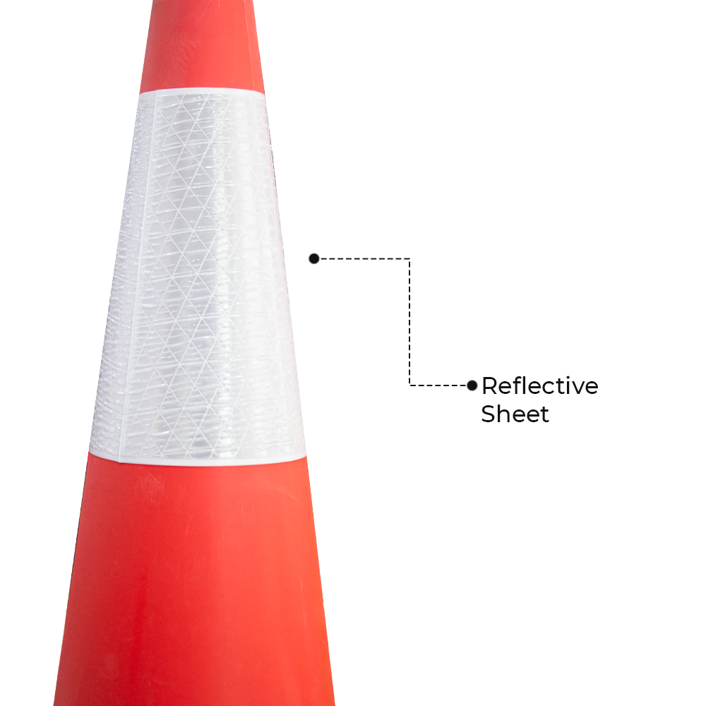 100 CM Road Safety Traffic Cone | 40 Inches Reflective Road Cone - 6Pcs Set