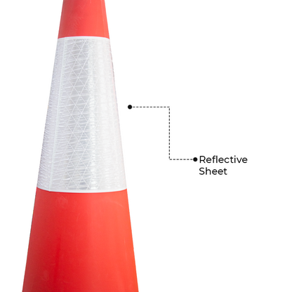 100 CM Road Safety Traffic Cone | 40 Inches Reflective Road Cone - 6Pcs Set