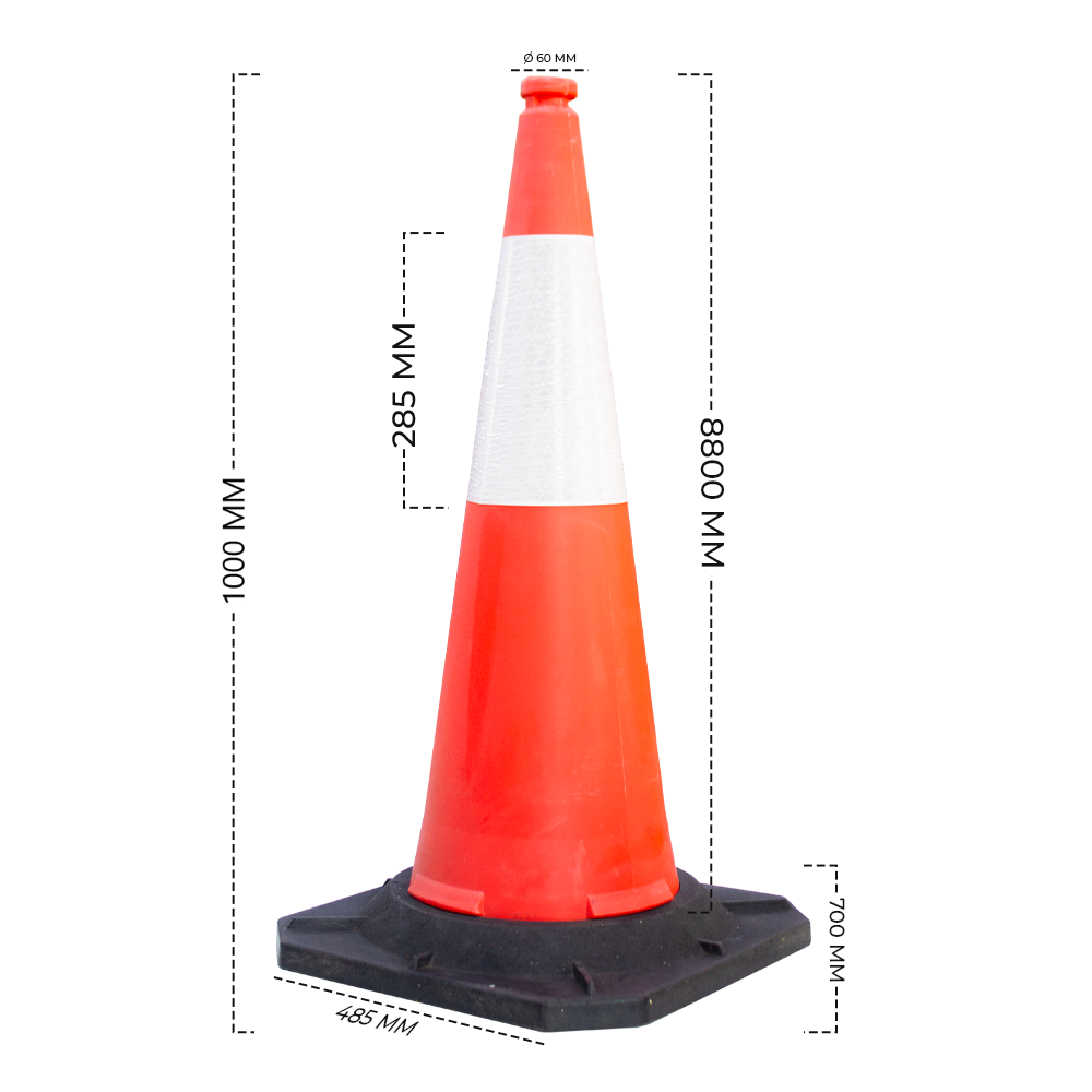 100 CM Road Safety Traffic Cone | 40 Inches Reflective Road Cone - 6Pcs Set