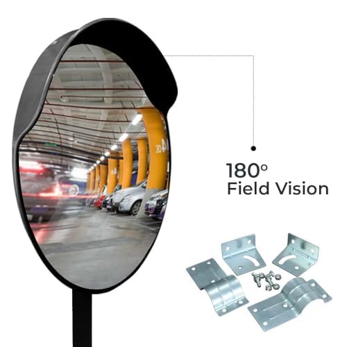 18" Safety Convex Mirror - Black | 45CM Round Safety Convex Mirror