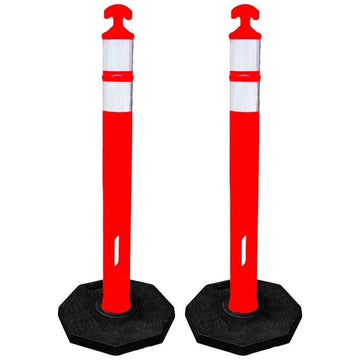 Poteau délinéateur de 110 cm (44 po) — 2 pièces | Poteau de sécurité réfléchissant en T orange