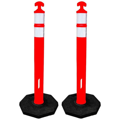 Poteau délinéateur de 110 cm (44 po) — 2 pièces | Poteau de sécurité réfléchissant en T orange