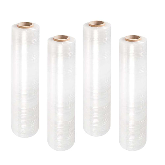 Four Roll Multipurpose Stretch Film | Up to 3000ft Clear Shrink Wrap for Household, Pallet Packing