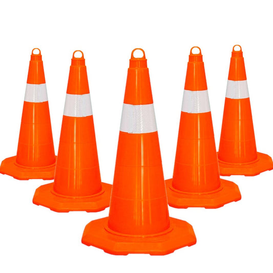 5Pcs 19.7" PVC Traffic Cone with Reflective Collar 