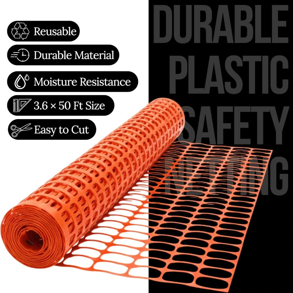 Orange safety netting with durability features 