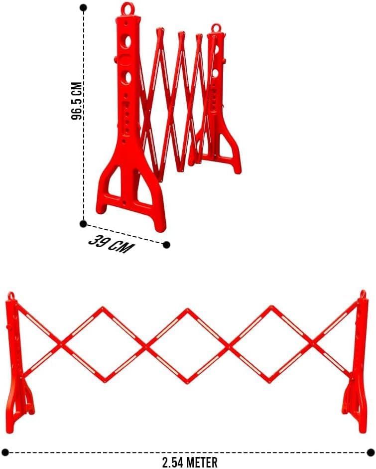 8.2ft Expandable Mobile Barrier │Plastic Foldable Barricade - Red