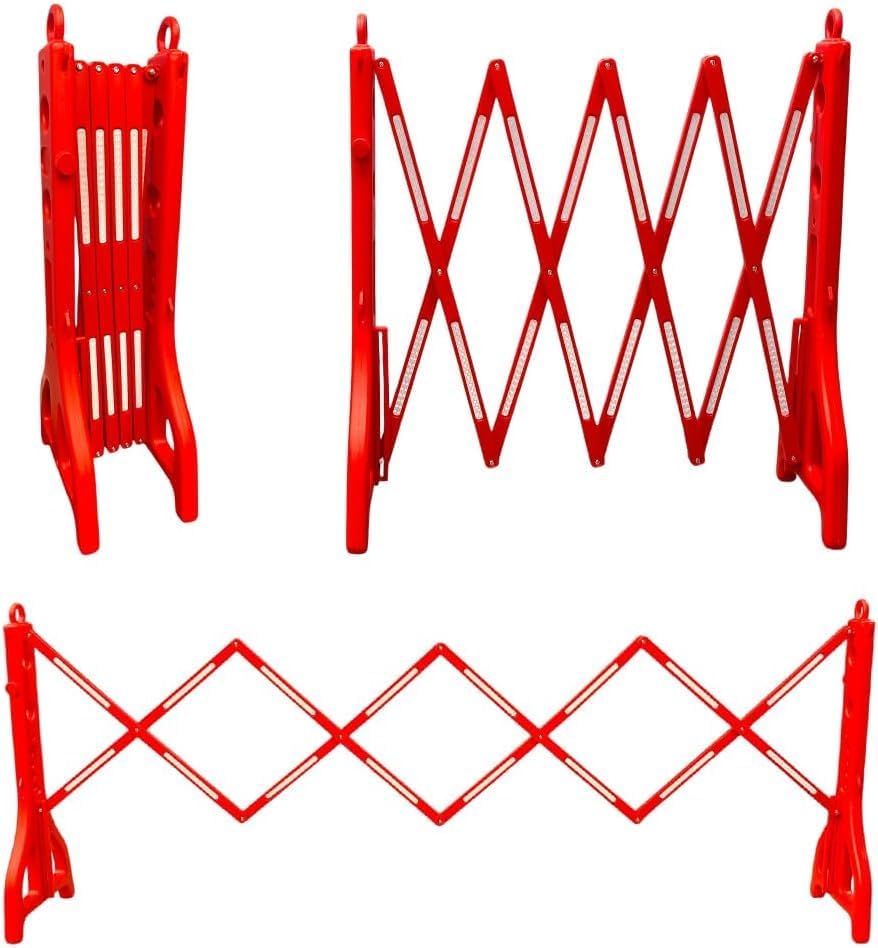 8.2ft Expandable Mobile Barrier │Plastic Foldable Barricade - Red