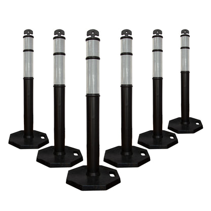 6 Pcs 44"  Reflective Traffic Cones – Black │ 110CM Road Safety Delineators
