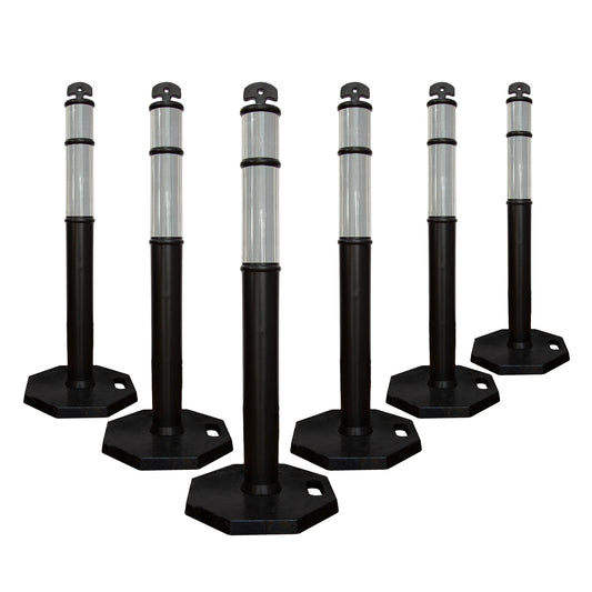 6 Pcs 44"  Reflective Traffic Cones – Black │ 110CM Road Safety Delineators