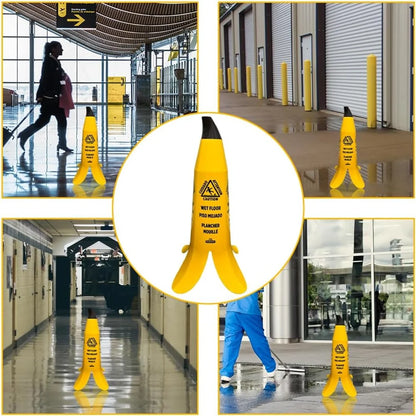 Banana Wet Floor Cone 60CM (24") Safety Caution Sign 3 Pcs - Yellow