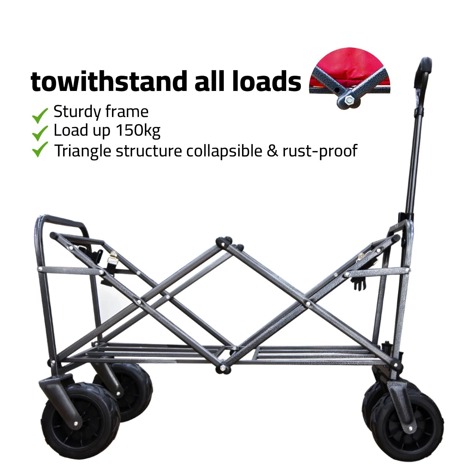 80KG Outdoor Garden Trolley with Heavy Duty Wheels Red